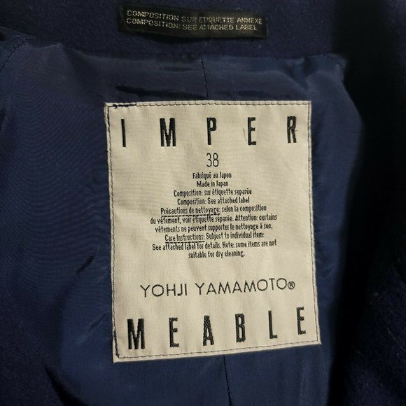 Yohji Yamamoto AW1996 (38/M-L) Impermeable Wool Coat - Navy Blue - Picture 4 of 6